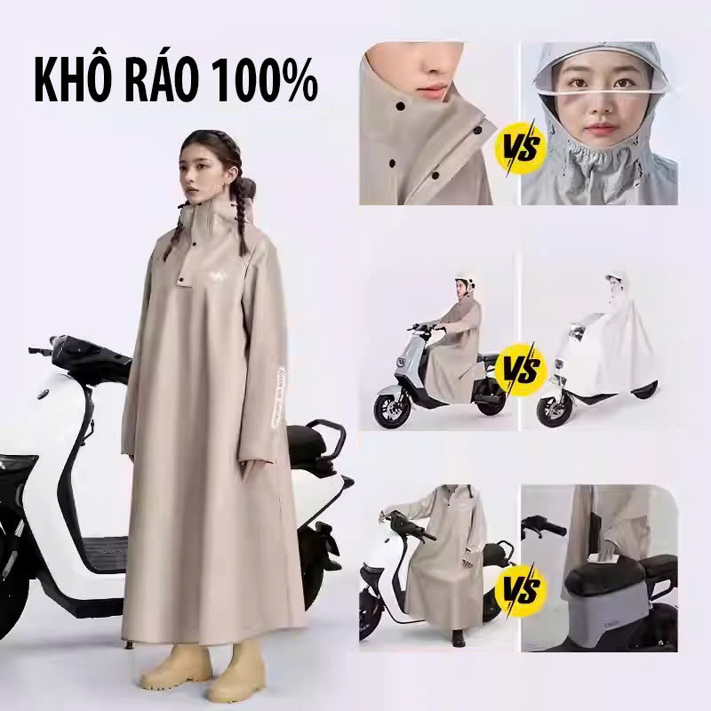Áo Mưa Bít Kín Đi Xe Máy Siêu Bền Chống Thấm Áo Mưa Một Mảnh Fashion Cho 1 Người Freesize