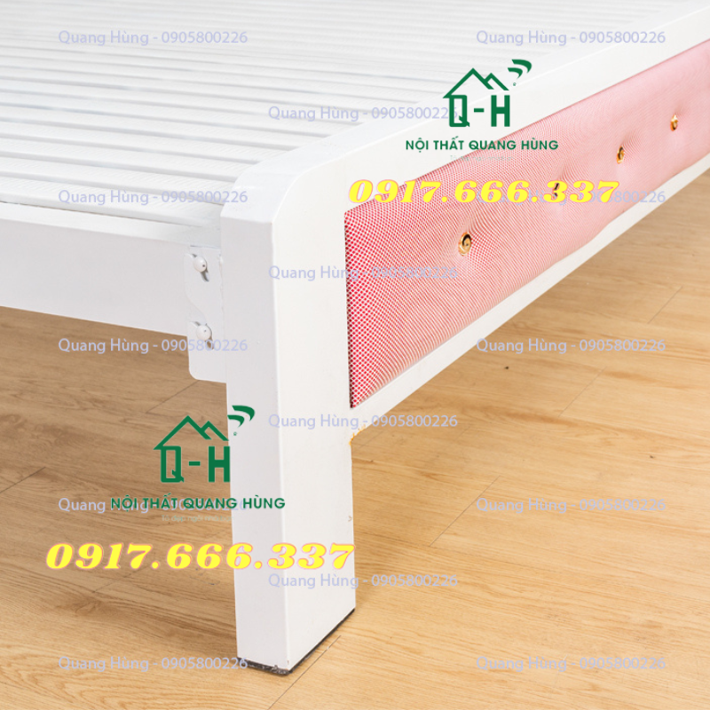 Giường sắt 1m8 có nệm bọc 2 đầu cao cấp