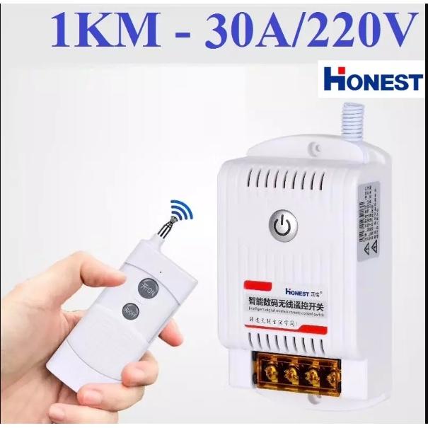 Bộ công tắc điều khiển từ xa 1Km Honest 30A/220V 9220KB bật tắt máy bơm nước