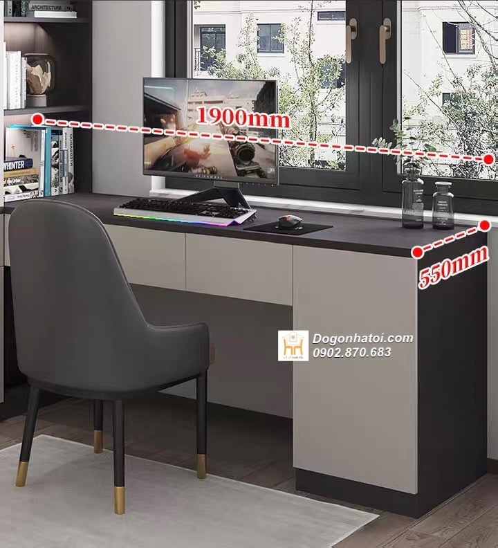 Bàn học kèm tủ quần áo góc chữ L - TA215