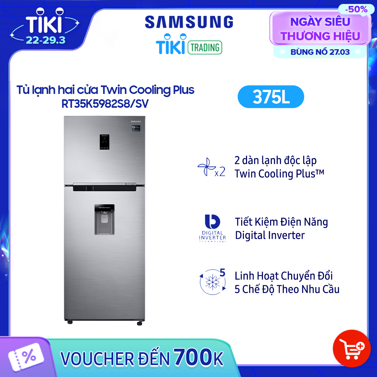 Tủ Lạnh Inverter Samsung Rt35k5982s8/Sv (360l) - Hàng Chính Hãng