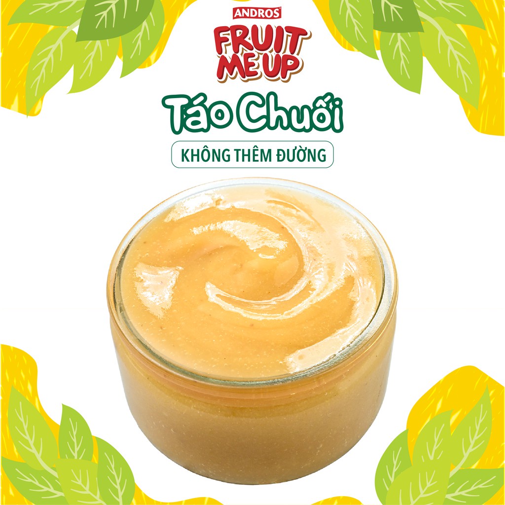 Combo 8 túi Trái Cây Xay Nhuyễn Vị Táo chuối - 100% trái cây thật - ANDROS FRUIT ME UP - 90gx8