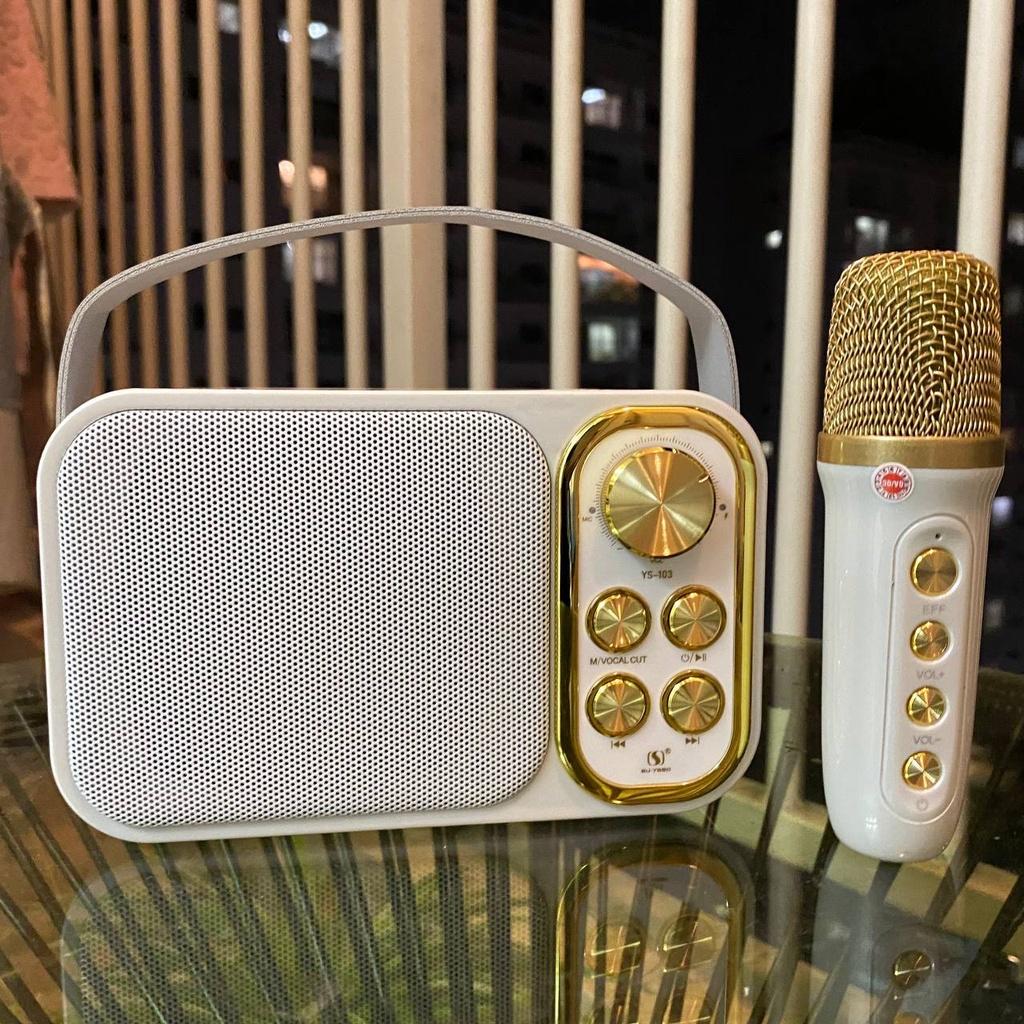 LOA KARAOKE MINI KÈM MIC KHÔNG DÂY YS103-HT