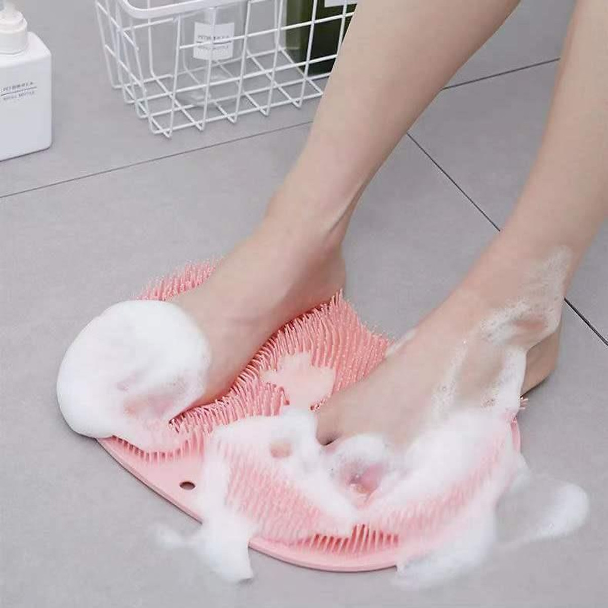 Tấm Chà Lưng, Cọ Chân Tạo Bọt Silicon Dán Tường Massage Tiện Lợi