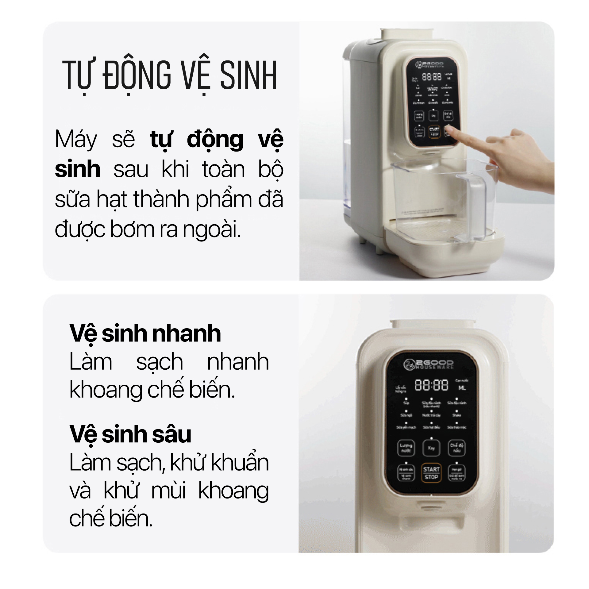 Máy Làm Sữa Hạt Tự Động 2GOOD SONA i8 (1,2 Lít) - Tự Động Nấu, Tự Động Vệ Sinh, Khử Sạch Vi Khuẩn Và Mùi Thực Phẩm - Hàng Chính Hãng