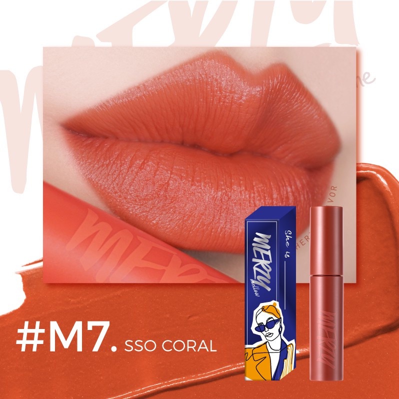 Combo Son Kem Lì Merzy Bite The Beat Mellow Tint 4g + Son Dưỡng Có Màu Merzy The Heritage All Day Lip Care 4g