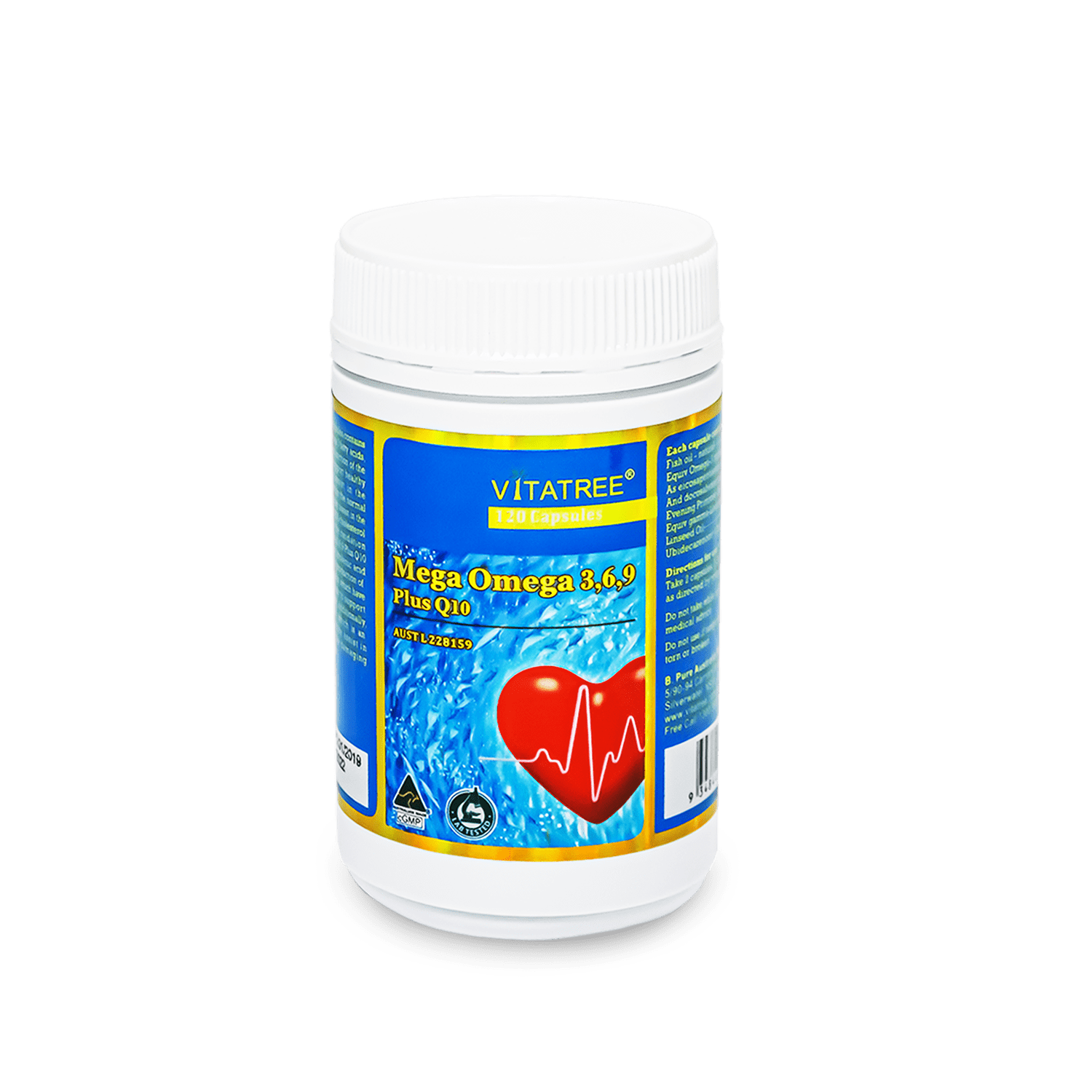 Viên uống bổ sung Omega 369 - Vitatree Mega Omega 369 Plus CoQ10 tốt cho tim mạch và não bộ 120 viên