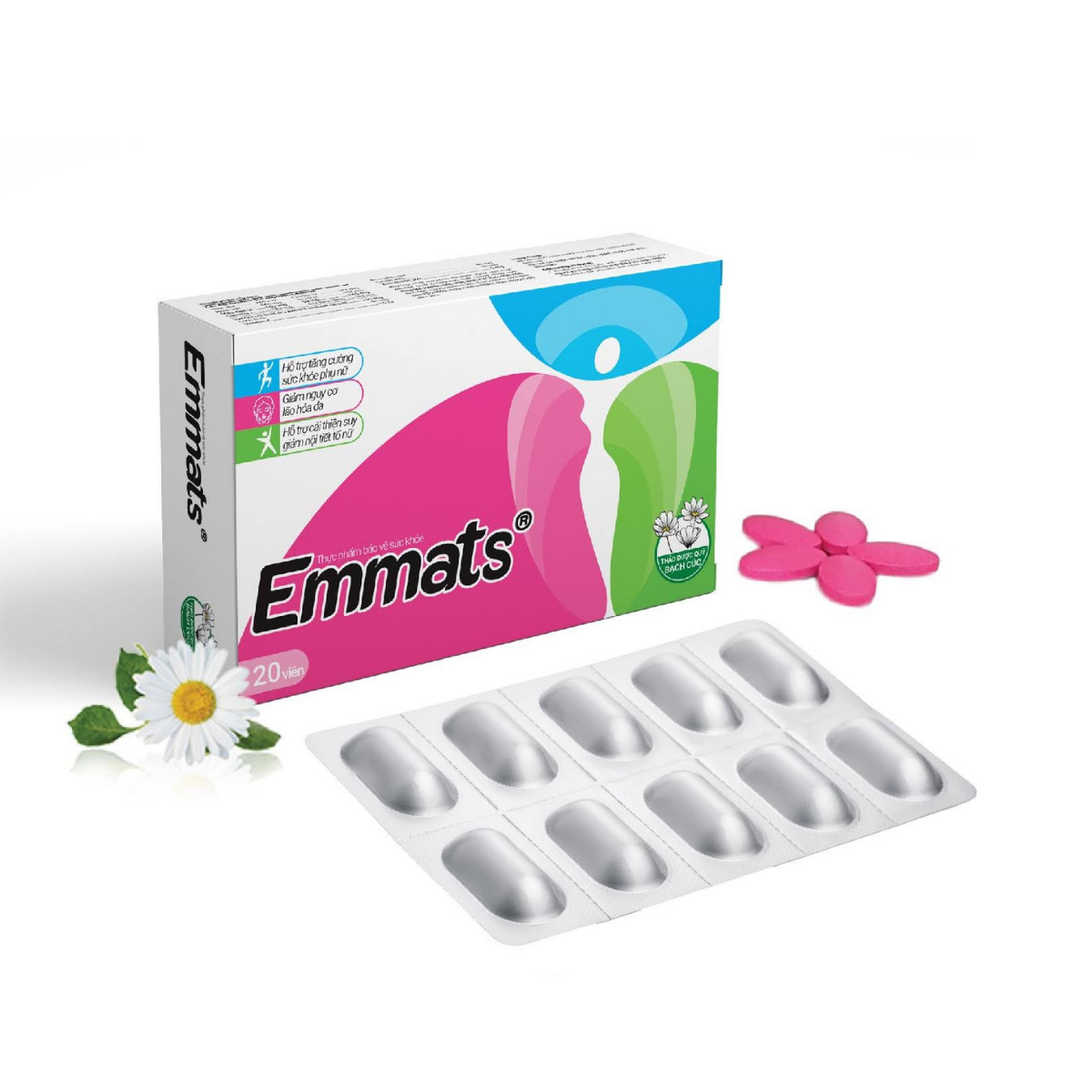 Viên uống Emmats hỗ trợ cải thiện suy giảm nội tiết tố nữ (Hộp 20 viên)