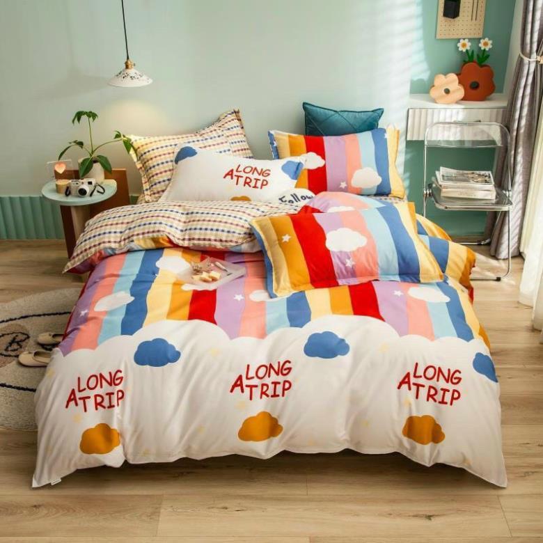 Bộ chăn ga gối , coton poly họa tiết thiên nhiên đủ size miễn phí bo chun