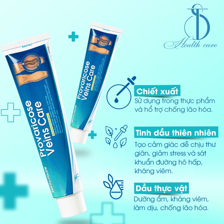 COMBO 5 Tuýp Provaricose veins care - Hỗ trợ cải thiện giãn tĩnh mạch, viêm khớp cấp mãn tính, vết bầm do va chạm cơ học - Chính Hãng Earthlyglow (65g)