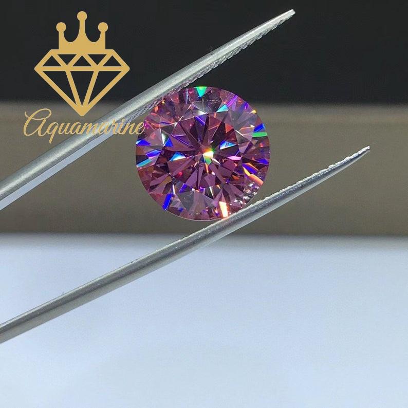 Kim cương nhân tạo Moissanite Round Pink (4-7ly)