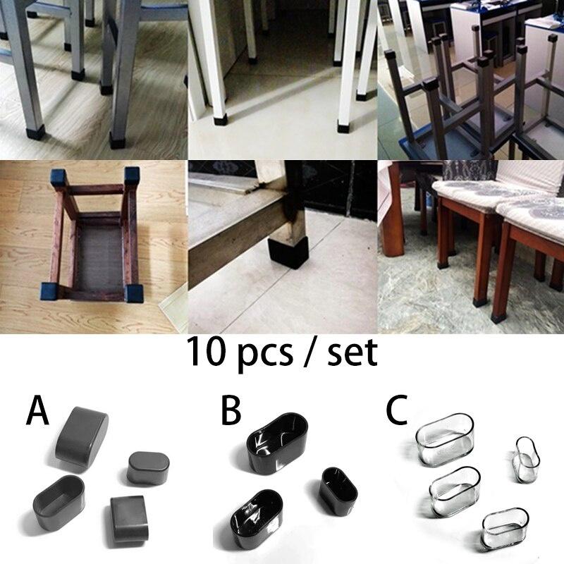 10pcs Clear Table Chair Leg Mat Non-slip Oval Table Chair Leg Caps Foot Protection Bottom Cover Pads Wood Floor Protectors