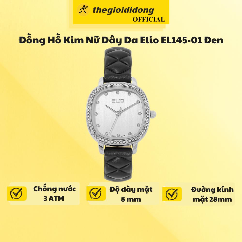 Đồng Hồ Kim Nữ Dây Da Elio EL145-01 Đen - Hàng Chính Hãng