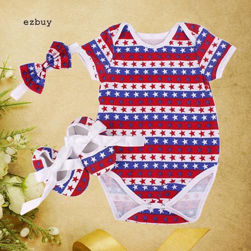 Set jumpsuit hoạ tiết hoa + giày + băng đô cài tóc cho bé