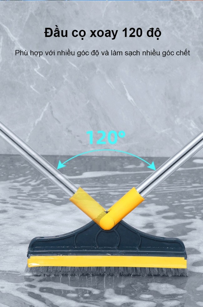 Cây Chà Sàn Nhà tắm  Kitimop - Z4 thiết kế đầu gạt nước và đầu chổi xoay 120 độ quét nhà siêu sạch mọi góc bẩn