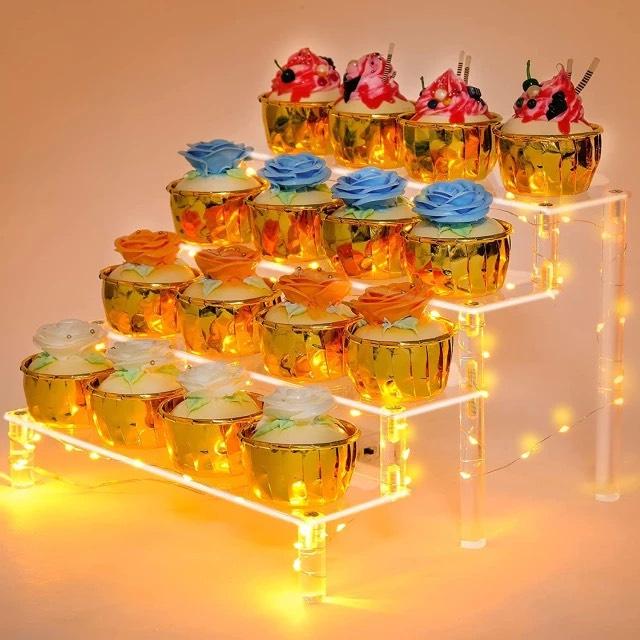 20x10x5cm,1-5 tầng,10 màu sắc, Kệ/giá đỡ Mica trưng bày Nhân Vật, Cupcake, Mỹ Phẩm, Nước Hoa, Trang Sức - Xanh lá