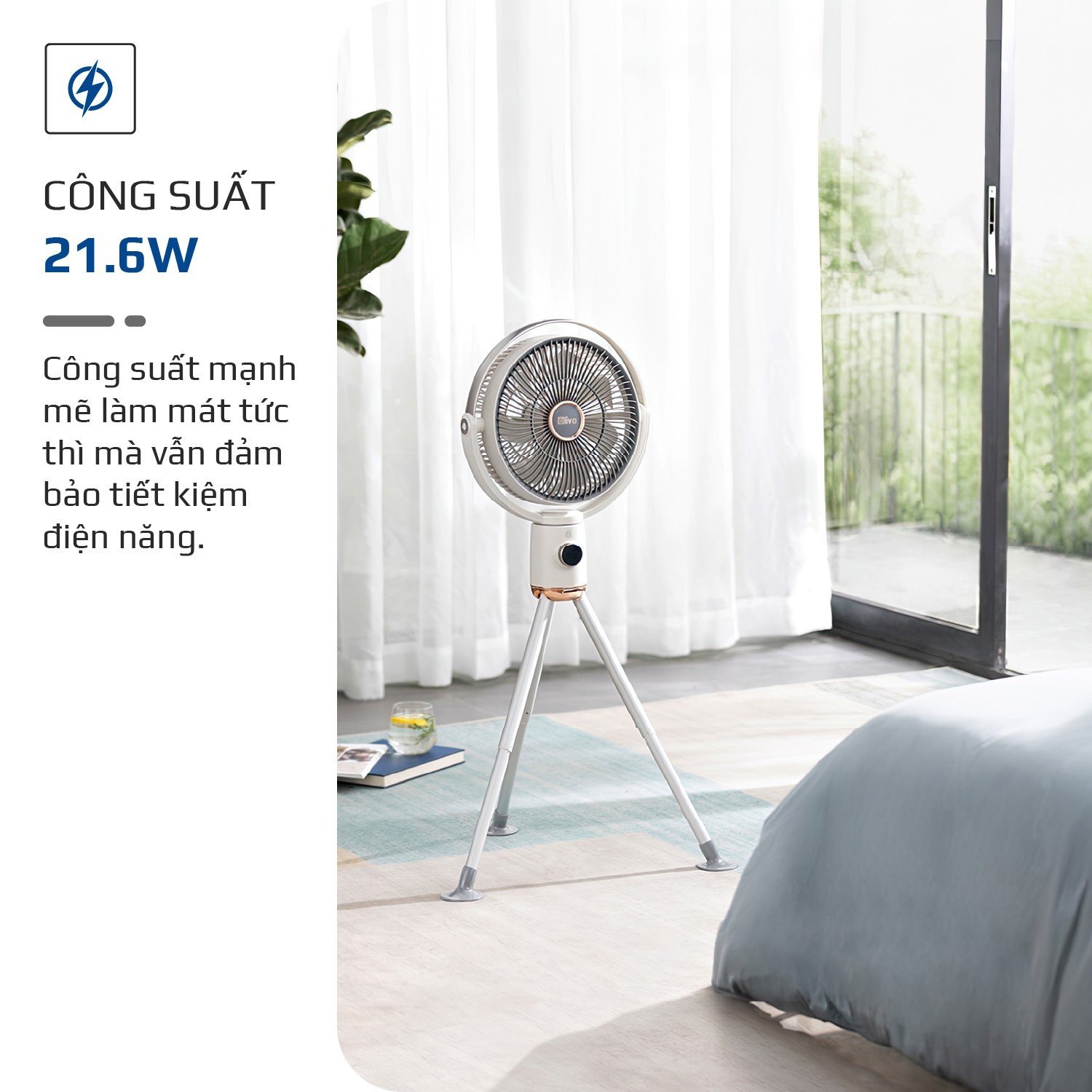 Quạt Sạc Không Dây Cao Cấp, Quạt Tuần Hoàn Không Khí OLIVO WF1 – Chạy Êm, Sạc Nhanh 2.5 Giờ, Hoạt Động Bền Bỉ 48h – Gấp Gọn (Model New) - Hàng Chính Hãng