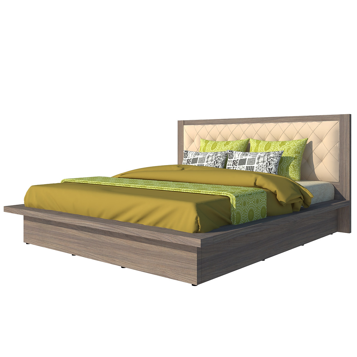 Giường ngủ cao cấp Tundo màu xám 180cm x 200cm