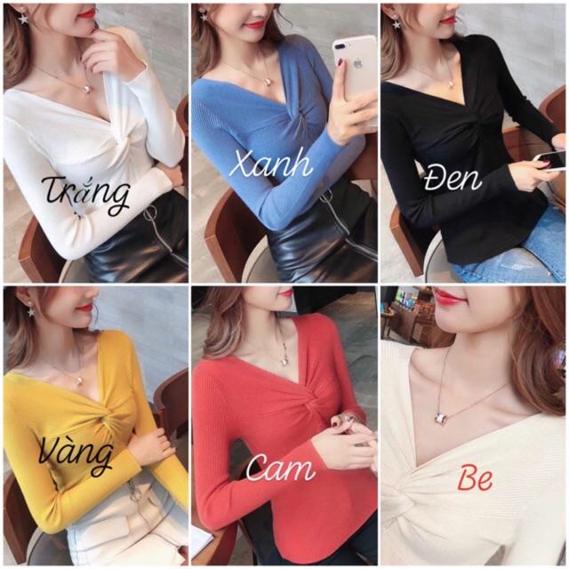 Áo len xoắn ngực dài tay hot trend