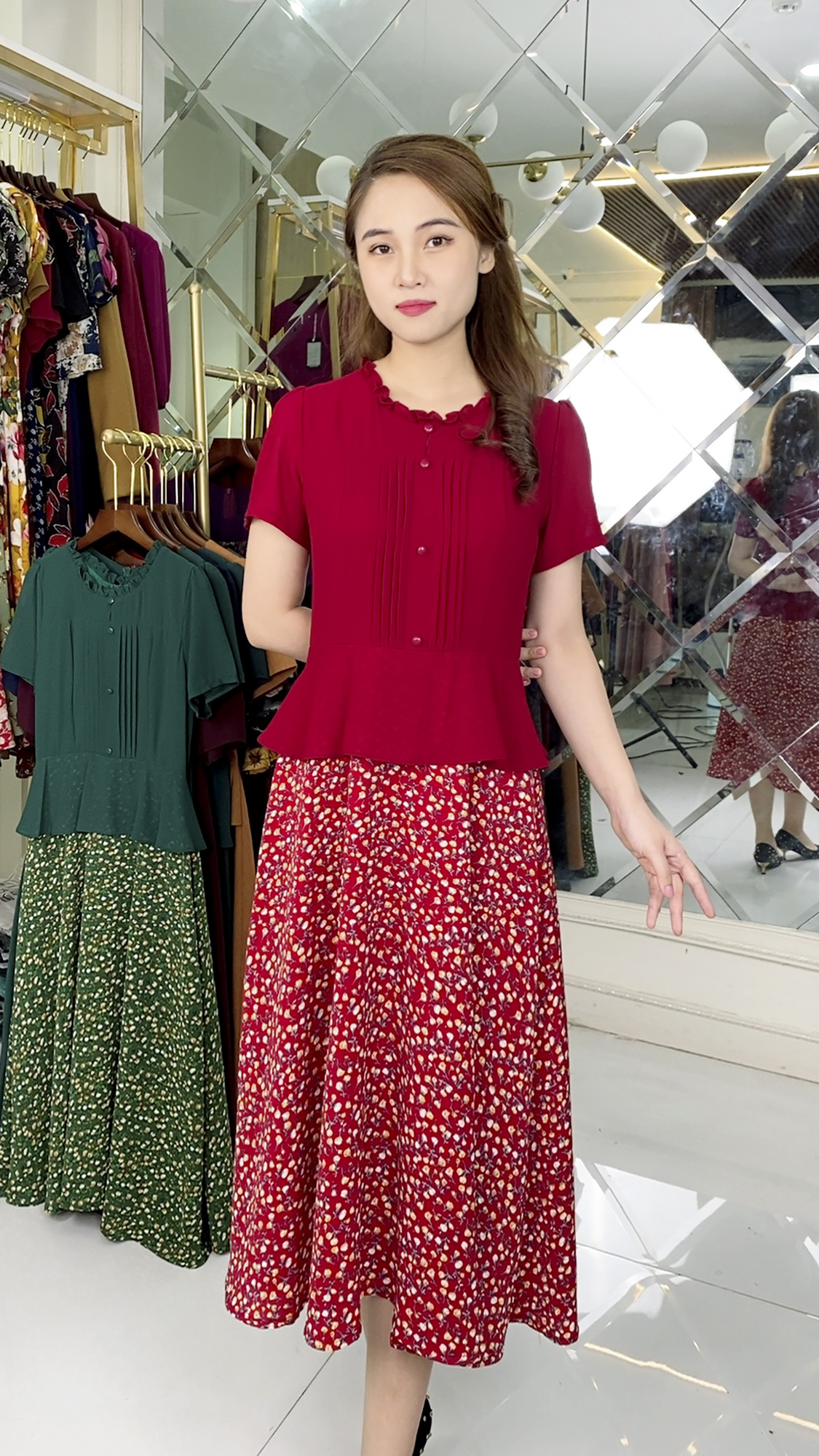 Đầm Quý Bà Sang Trọng [ Linh Trà ] (TM 485) Cao Cấp Vải Voan Chiffon Bigsize Thoải Mái Quý Phái Đa Dụng Cho Tuổi Trung Niên