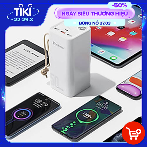 [HÀNG CHÍNH HÃNG] Pin Sạc Dự Phòng Yoobao H5 50000mAh - Tích Hợp đèn Pin Siêu Sáng - Sạc Nhanh Cho điện Thoại - Màu đen