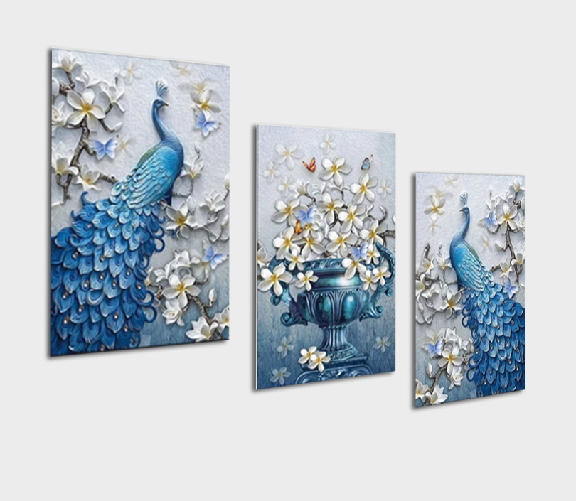 Tranh treo Tường Chim công HD06- Tranh gỗ treo tường