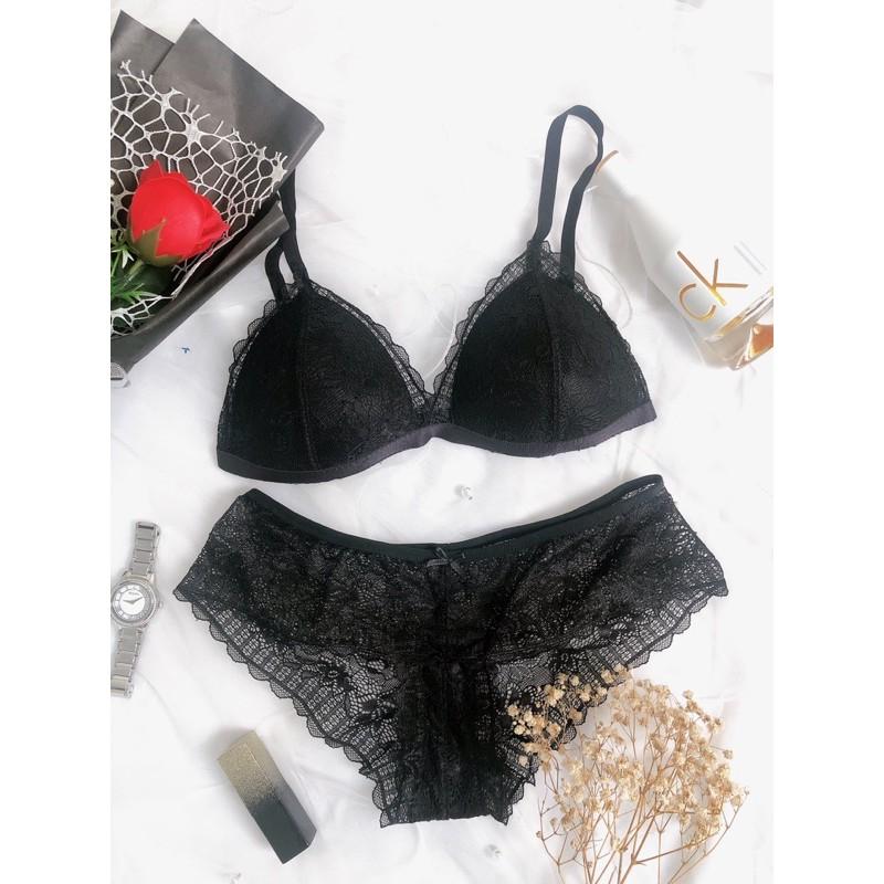 Hera black - Set lót ren áo bra không gọng mút mỏng
