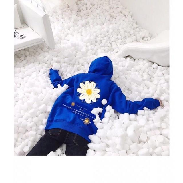 Áo khoác nỉ chui hoddie nam nữ in bông hoa sau lưng