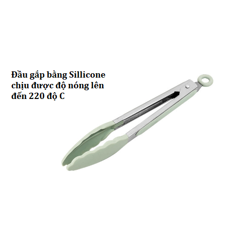 Kẹp Gắp Thức Ăn, Thịt Nướng, Thực Phẩm Nóng Inox Bọc Silicon Cao Cấp Có Móc Treo Tiện Ích GD758-KepBBQ-Silli