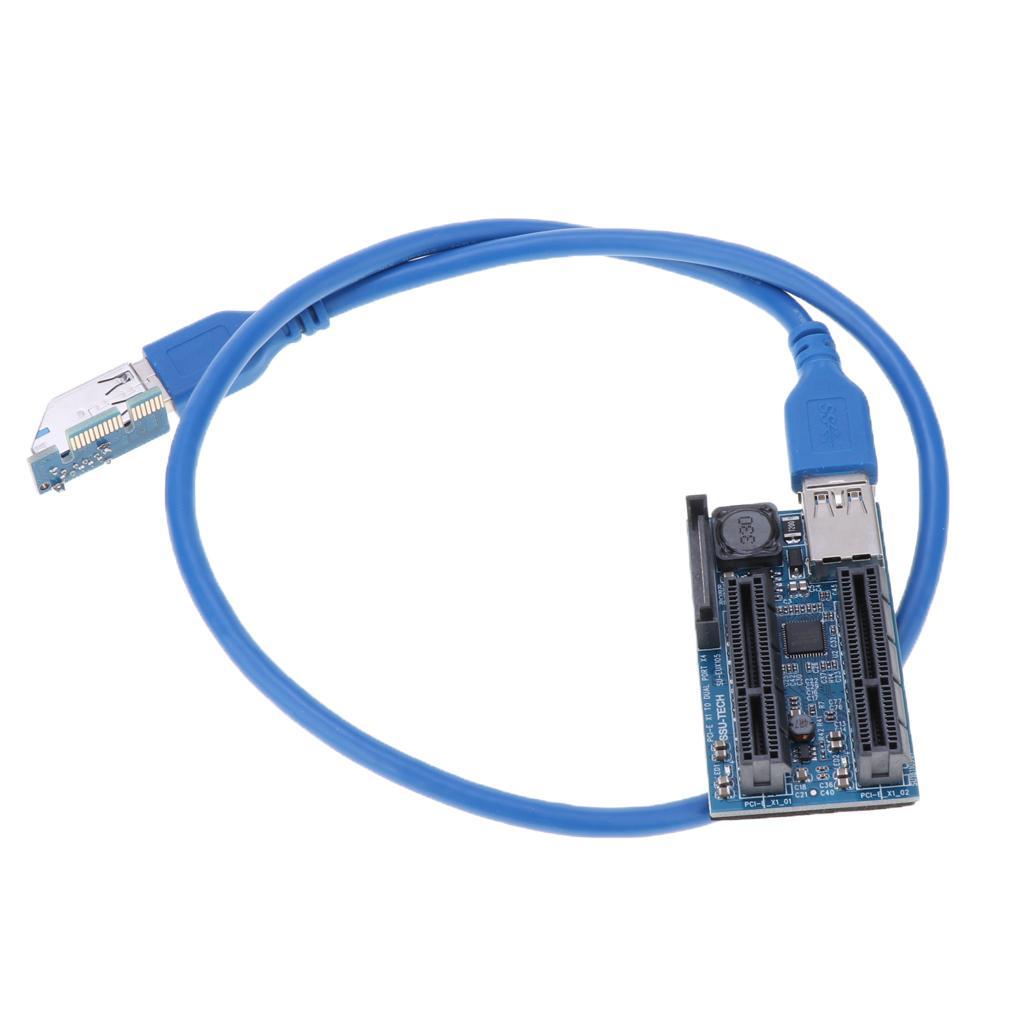 Express -E 1x To Dual 4x Extender Riser Card Adapter USB 3.0 Cable
