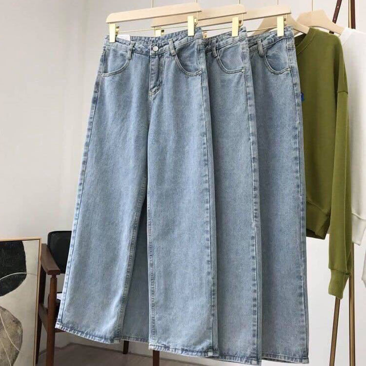 Quần jean nữ ống rộng lưng cao