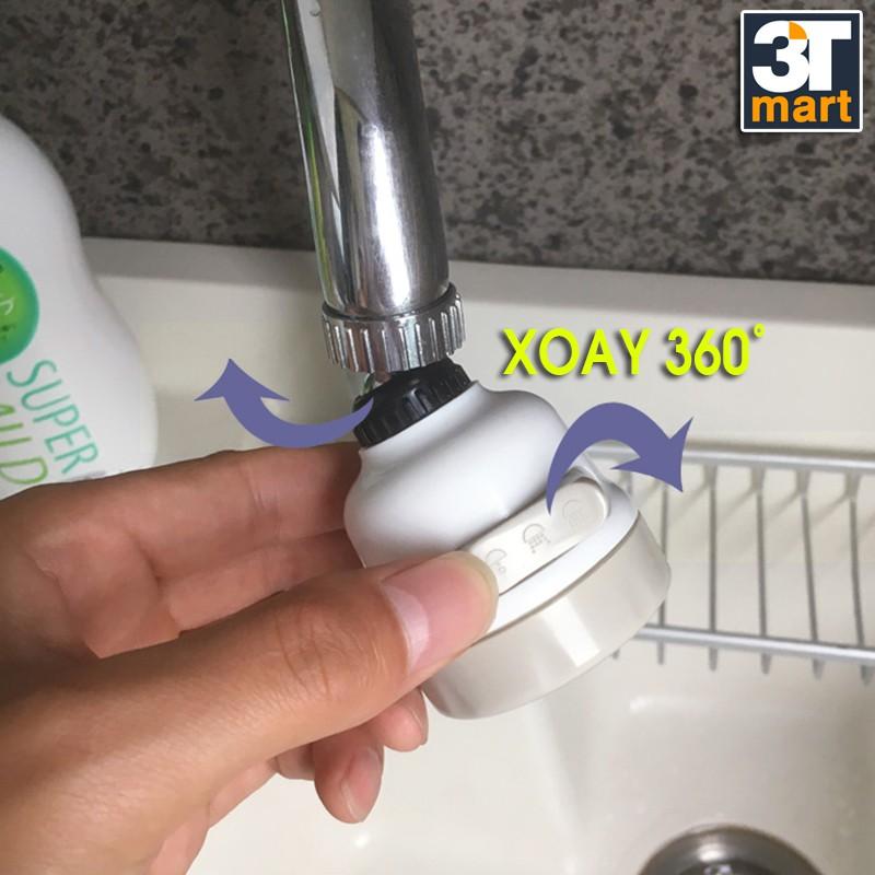 Bộ 2 đầu vòi rửa bát chén tăng áp điều hướng xoay 360 độ với 3 chế độ nước C'mon DV-03 (trắng)