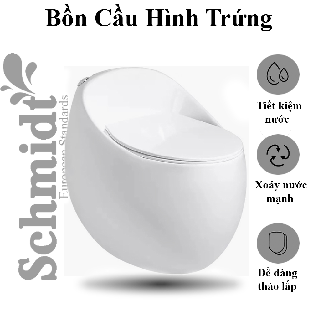 Bồn Cầu Trứng Schmidt, Bồn Cầu Một Khối Nhập Khẩu Cao Cấp, Thiết Kế Hiện Đại Sang Trọng Phù Hợp Với Mọi Kiểu Dáng Phòng Tắm-Hàng Chính Hãng