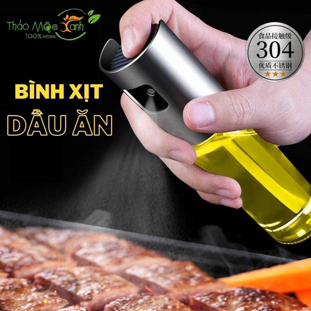 Bình Xịt Dầu ăn Phun Sương 100ml,Chai Xịt Thủy Tinh Dầu ăn Phun Sương Nắp Inox 304