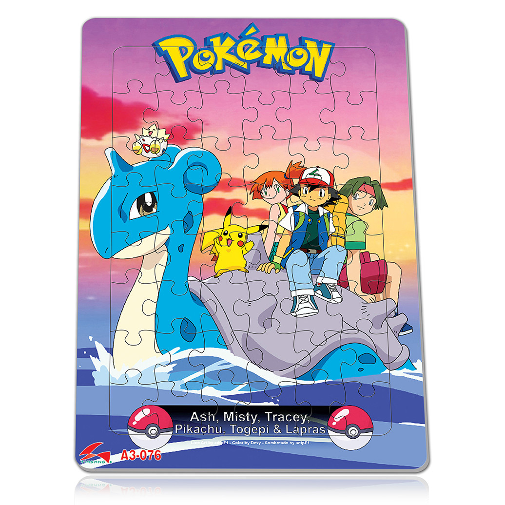 Xếp hình Tia Sáng Pokemon (48 Mảnh Ghép) - Tặng kèm câu đố mặt sau cho bé