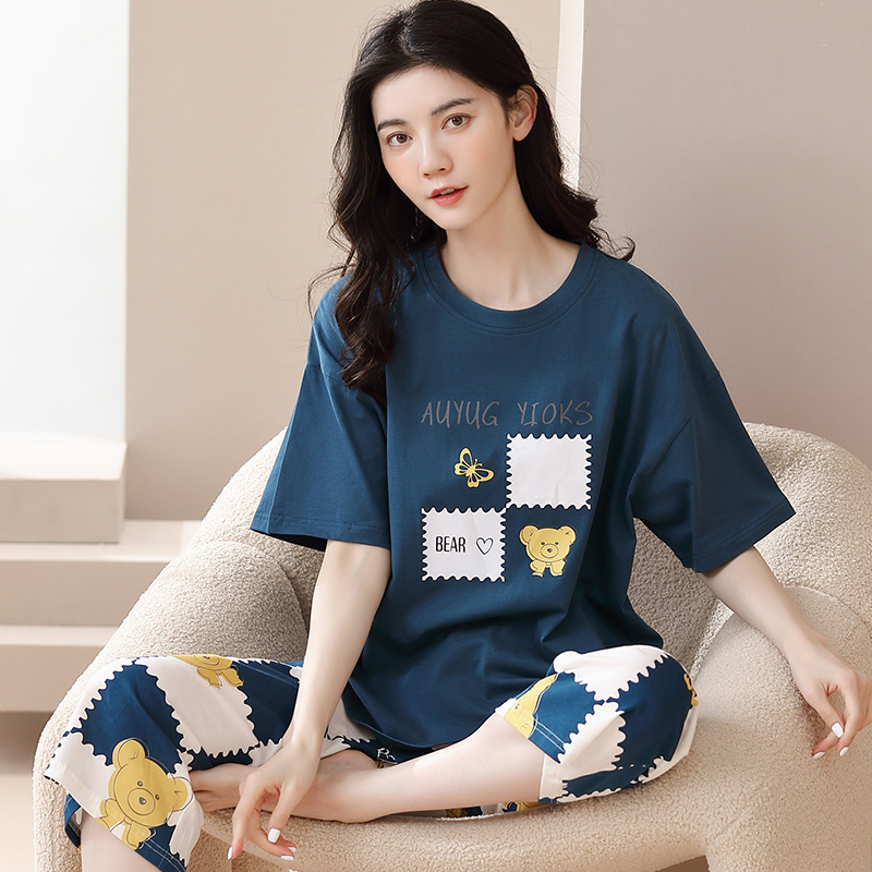 Bộ mặc nhà cotton tay ngắn quần lỡ 6113