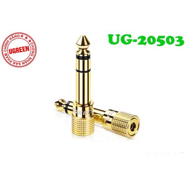 Đầu chuyển đổi âm thanh 6.5mm to 3.5mm UGREEN 20503 mạ vàng cao cấp  - Hàng chính hãng
