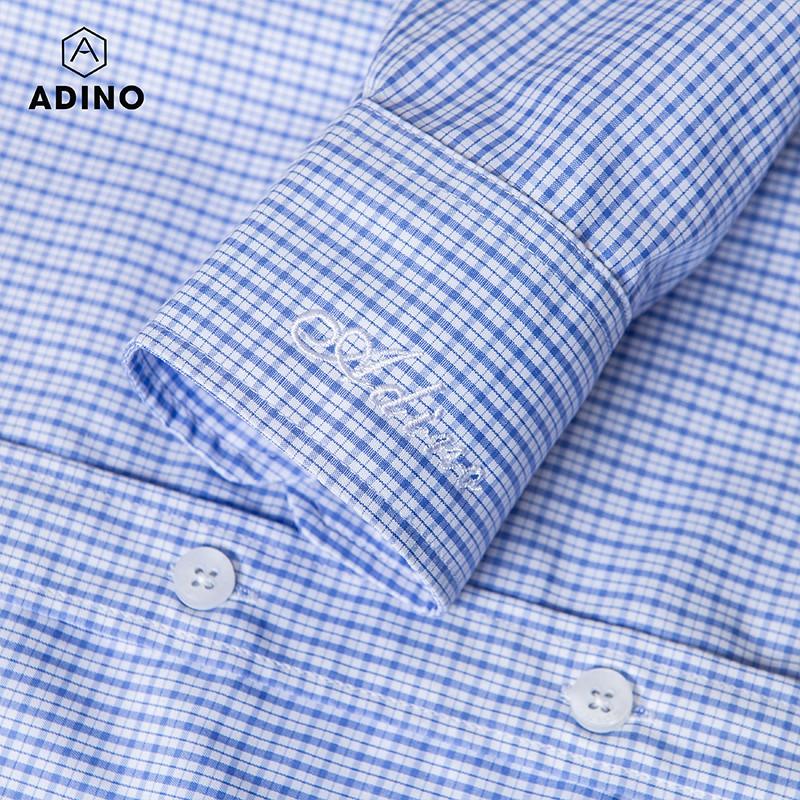 Áo sơ mi nam dài tay ADINO màu xanh biển đậm kẻ ô chất liệu modal cao cấp trẻ trung lịch lãm S217
