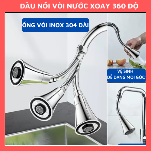 Loa nối đầu vòi chậu rửa bát xoay 360 độ