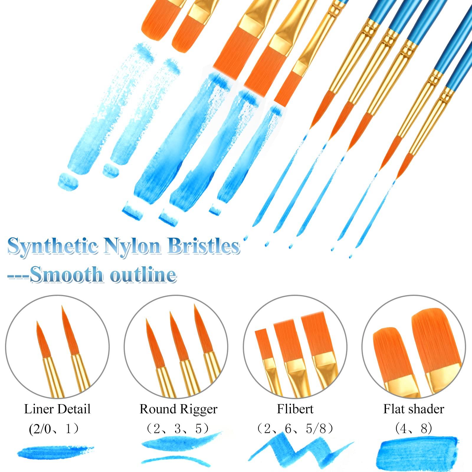 Bộ bàn chải 20pcs, bàn chải sơn acrylic, bàn chải màu nước, bàn chải màu nước acrylic
