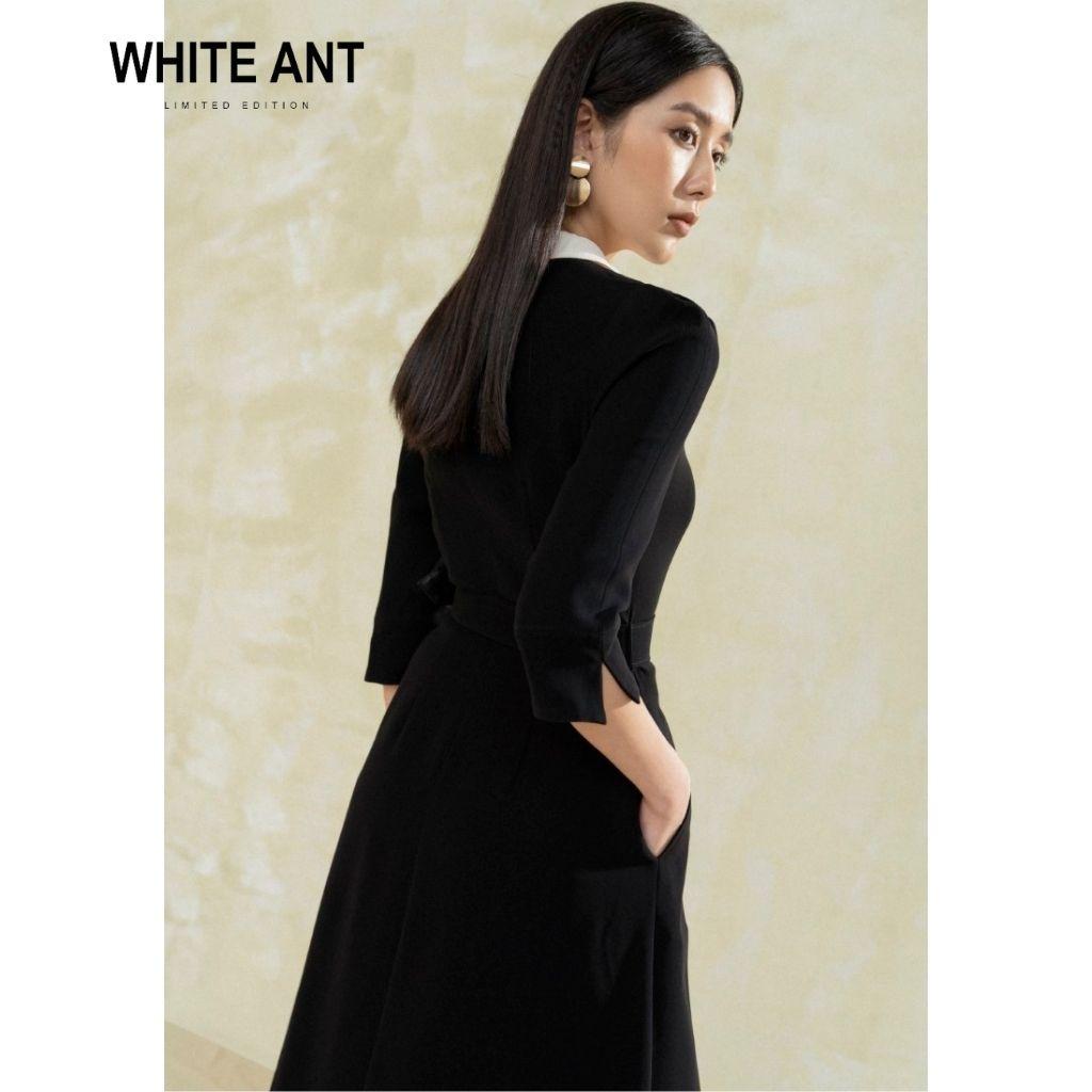 Đầm Thiết Kế Dáng Xòe Nữ WHITE ANT FRELY DRESS Tay Lửng Cổ Sơ Mi Kèm Cúc Bọc, Chất Liệu Vải Siêu Mềm Mịn 122932001