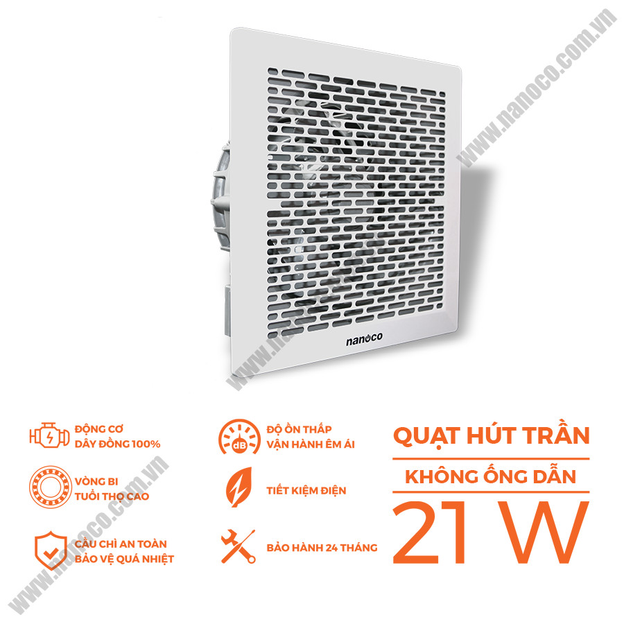 Quạt Thông Gió Âm Trần Không Ống Dẫn Nanoco NCV2020 - Hàng Chính Hãng
