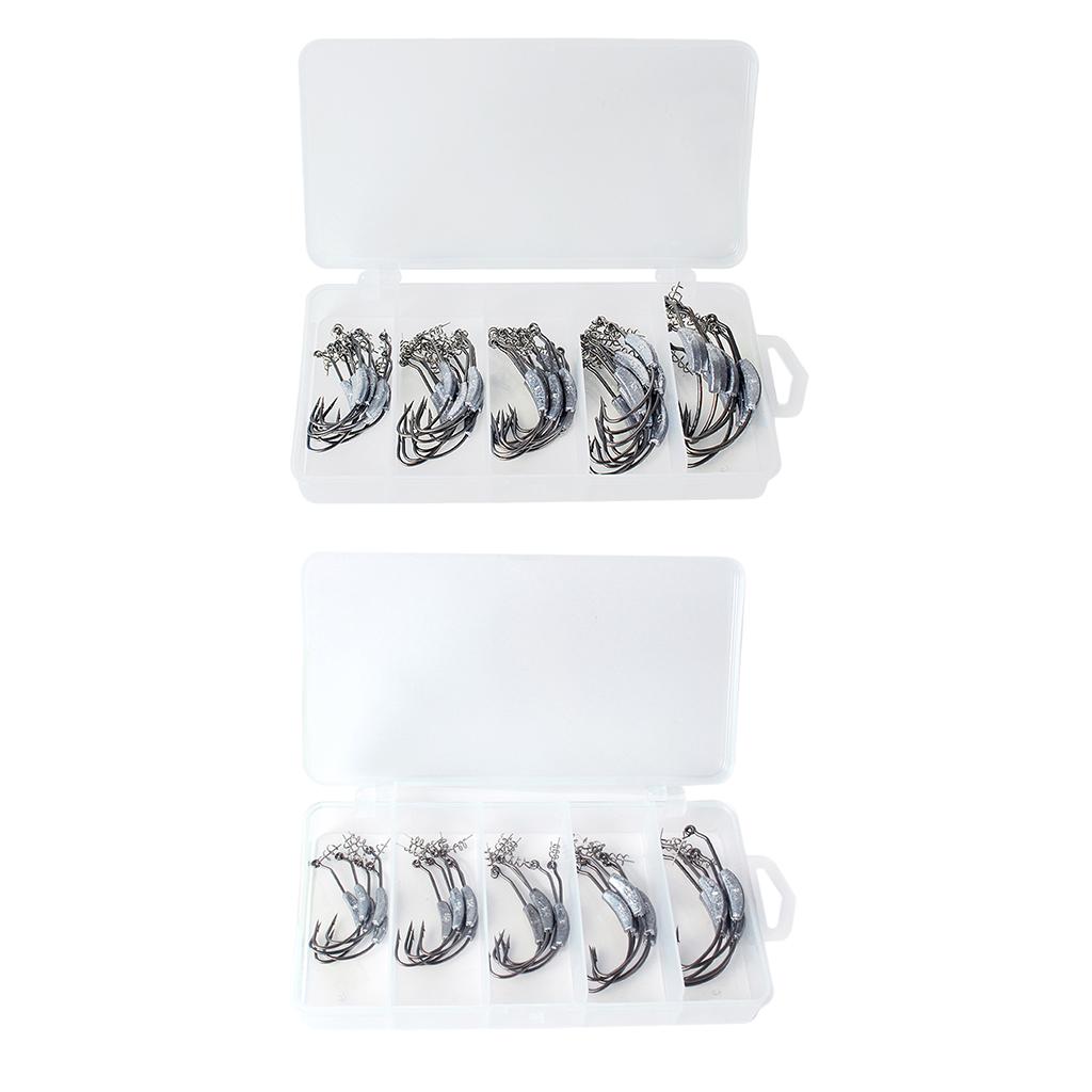 1 Box Weighted Fishing Hooks with Lead Spring 50 Pieces