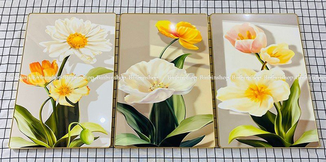 TRANH TRÁNG GƯƠNG - TRANH TREO TƯỜNG HOA POPPY - TRANH TREO PHÒNG KHÁCH SANG TRỌNG