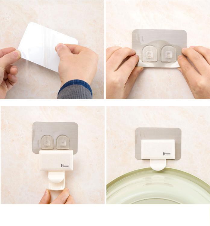 Móc Nhựa Dán Tường Treo Thau Chậu, Khăn, Giá Gắn Tường Treo Đồ Nhà Bếp, Nhà Tắm GD378-MTreoThau-2T