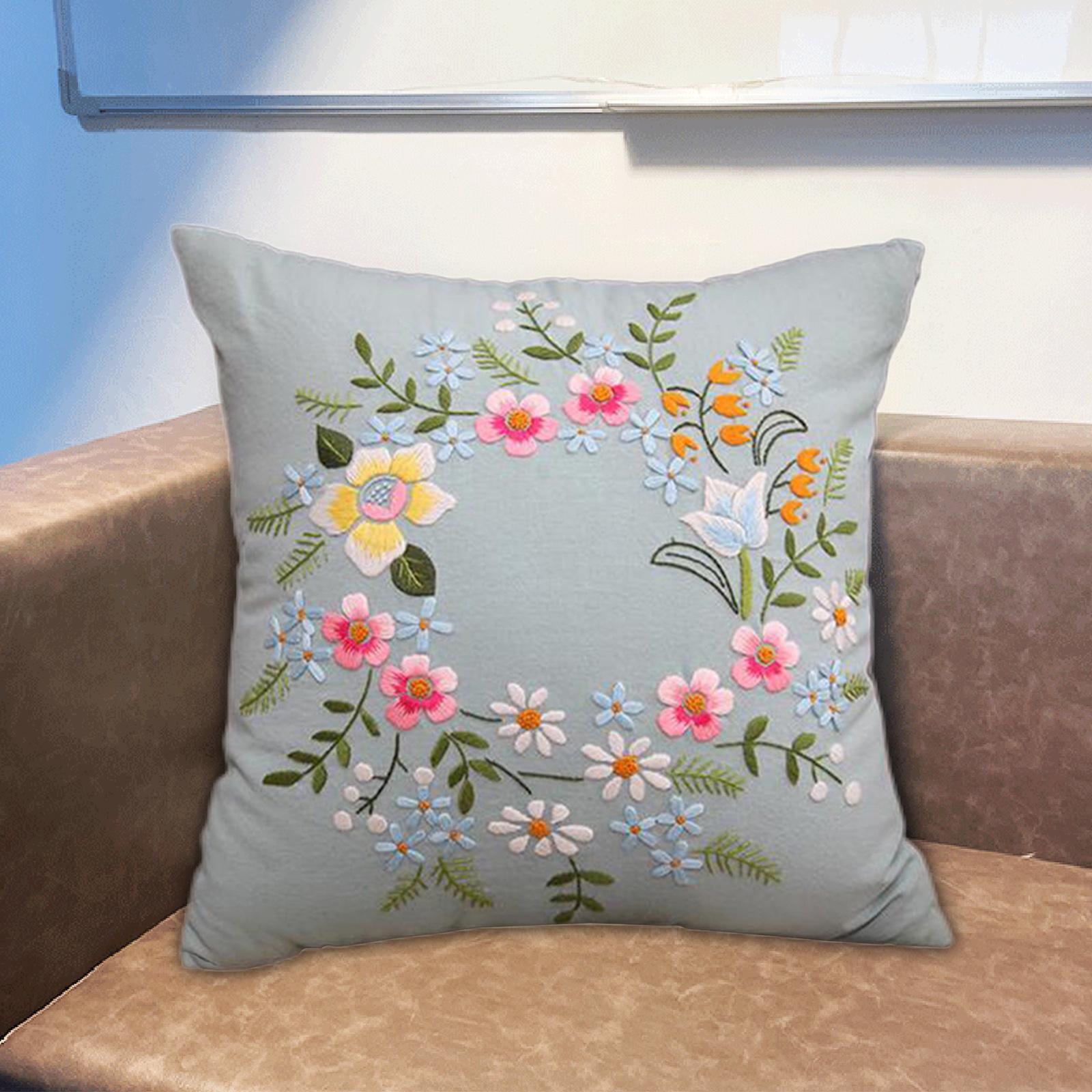 3Pieces Embroidery Pillow Covers Kit Cushion Cover Pillow Case Kit Cross Stitch Kits for Beginners