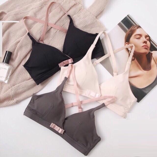 Áo Bralette Nơ Cotton Mịn Dây Chéo Phía Sau (Mã B46)