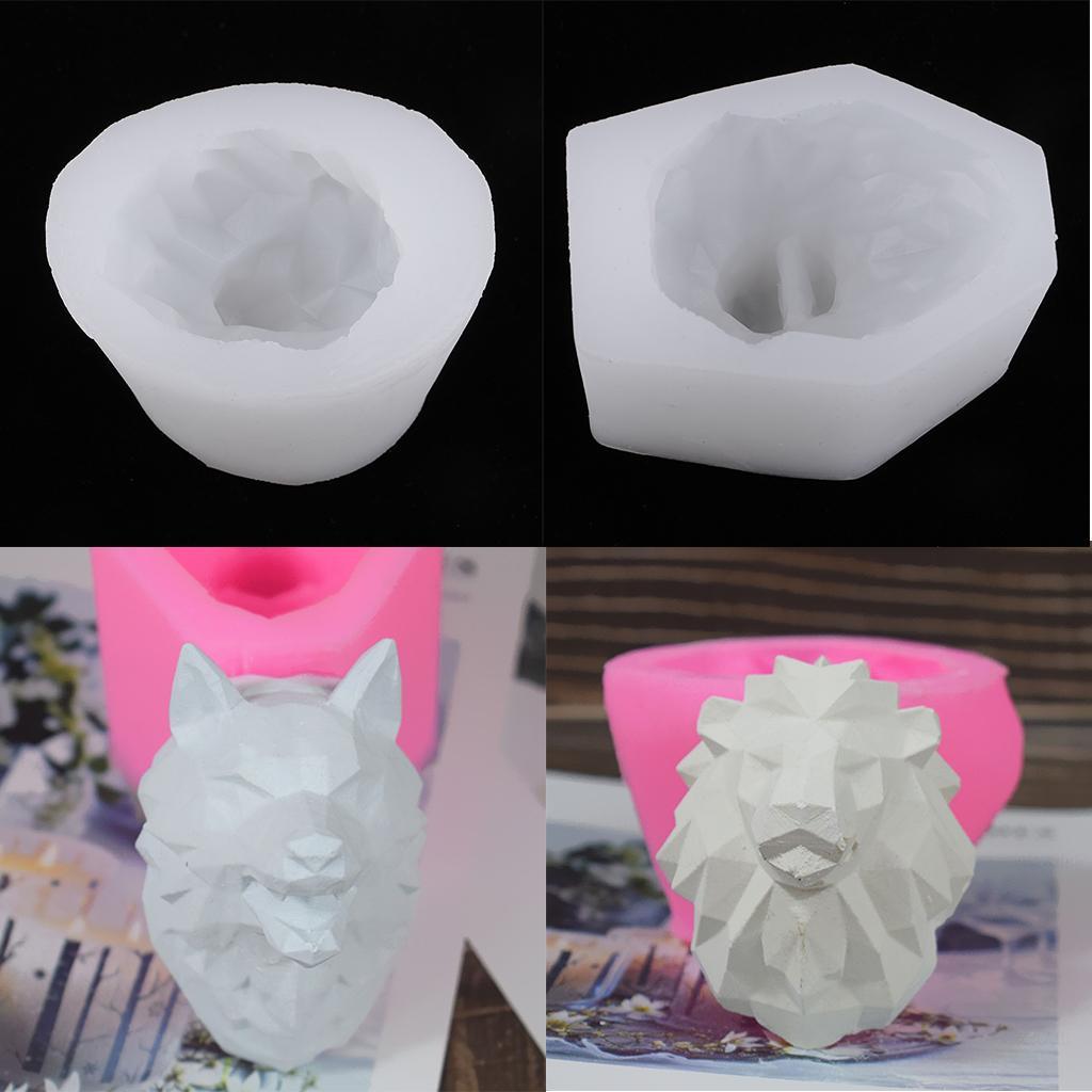 3D Wolf &amp; Lion Head Fondant Mousse Cake Mould Silicone Candy Mold DIY 2Pcs
