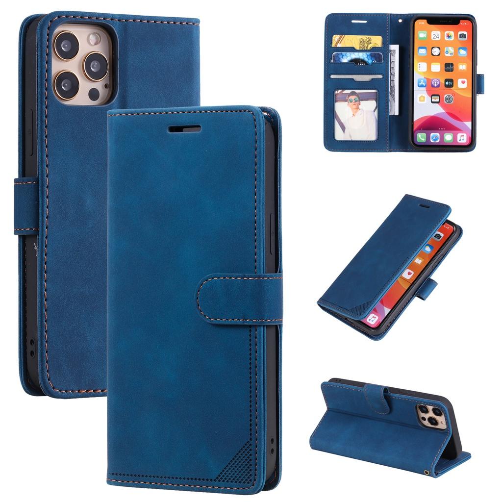 Bao da điện thoại da PU ngăn thẻ màu trơn cho iPhone 11 Pro Max 12 Mini 12 Pro Max 13 Mini 13 Pro Max