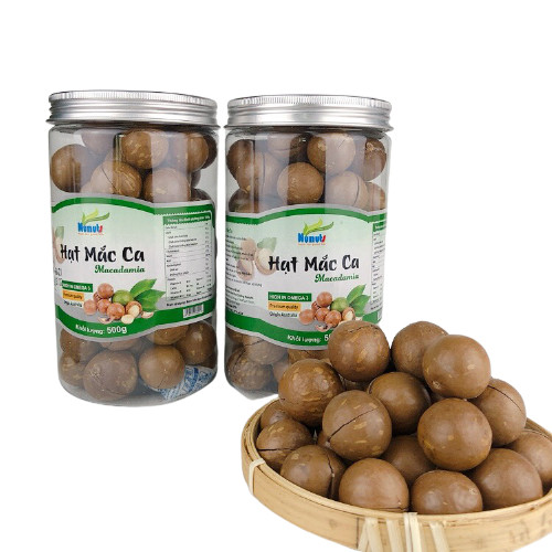 (SIÊU TIẾT KIỆM) 1kg Hạt macca Úc nứt vỏ, NGUYÊN VỊ, đã sấy giòn, ăn vặt mẹ bầu cực ngon Nunuts ( 2 hũ 500g).